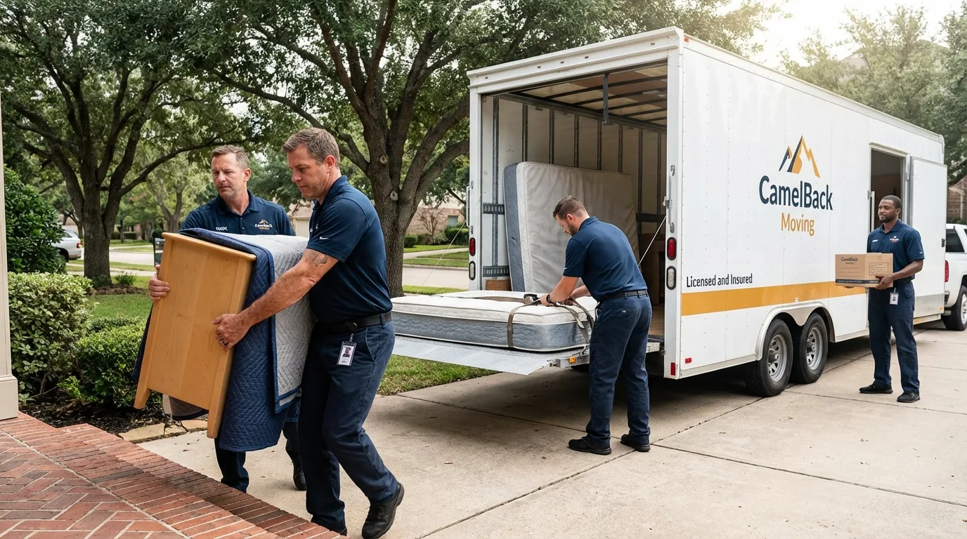 Crew loading residential truck for cross-state move from Oglesby, IL