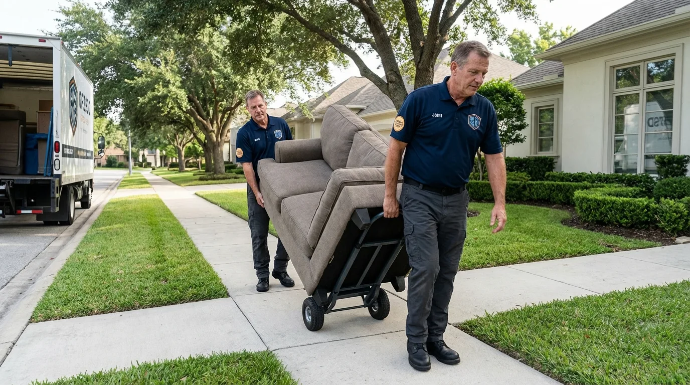 Local residential moving crew loading furniture in Oglesby, IL